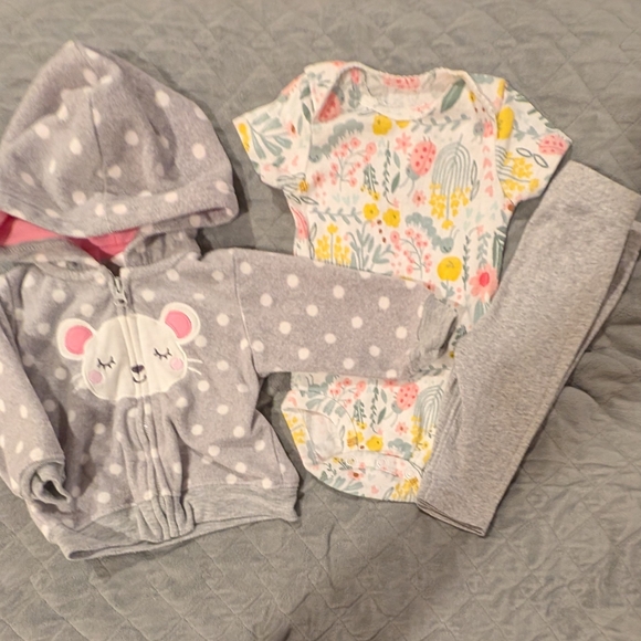 Carter's Other - Carter's Gray and White Polka Dot Hoodie Set